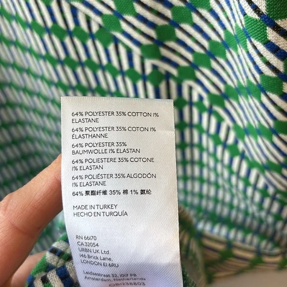 Anthropologie MAEVE Green and White Geometric Mini Dress - Picture 5 of 8